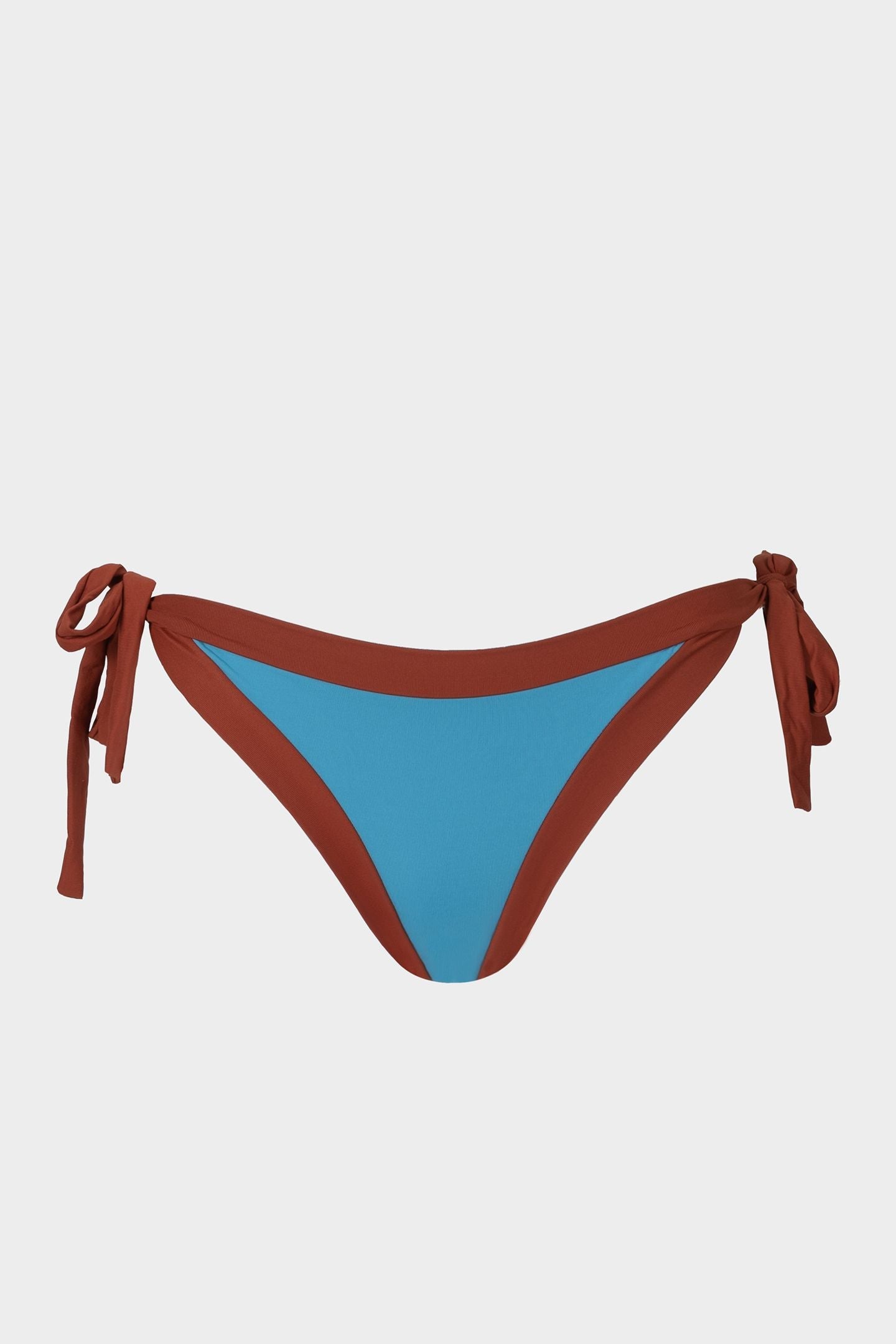 Elettra | Slip Bikini Bordato con Laccetti - Blu/Ruggine - donna - Raggianti
