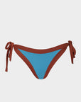 Elettra | Slip Bikini Bordato con Laccetti - Blu/Ruggine - donna - Raggianti