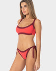 Elettra | Slip Bikini con Laccetti - Corallo/Borgogna - donna - Raggianti