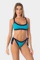 Elettra | Slip Bikini Bordato con Laccetti - Turchese/Blu - donna - Raggianti