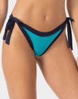 Elettra | Slip Bikini Bordato con Laccetti - Turchese/Blu - donna - Raggianti