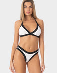 Chloe | Top Bikini Triangolo all'Americana - Bianco/Nero - donna - Raggianti