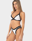 Chloe | Top Bikini Triangolo all'Americana - Bianco/Nero - donna - Raggianti