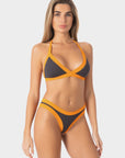 Chloe | Top Bikini Triangolo all'Americana - Grigio/Arancio - donna - Raggianti