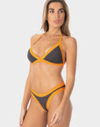 Chloe | Top Bikini Triangolo all'Americana - Grigio/Arancio - donna - Raggianti