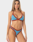 Chloe | Top Bikini Triangolo all'Americana - Blu/Ruggine - donna - Raggianti