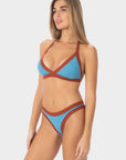 Chloe | Top Bikini Triangolo all'Americana - Blu/Ruggine - donna - Raggianti