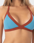 Chloe | Top Bikini Triangolo all'Americana - Blu/Ruggine - donna - Raggianti