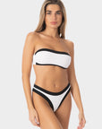 Bianca | Top Bikini Fascia all'Americana - Bianco/Nero - donna - Raggianti