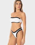 Bianca | Top Bikini Fascia all'Americana - Bianco/Nero - donna - Raggianti