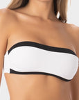 Bianca | Top Bikini Fascia all'Americana - Bianco/Nero - donna - Raggianti