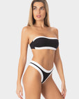 Bianca | Top Bikini Fascia all'Americana - Nero/Bianco - donna - Raggianti