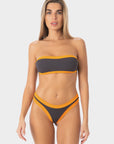 Bianca | Top Bikini Fascia all'Americana - Grigio/Arancio - donna - Raggianti
