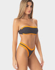 Bianca | Top Bikini Fascia all'Americana - Grigio/Arancio - donna - Raggianti