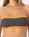 Bianca | Top Bikini Fascia all'Americana - Grigio/Arancio - donna - Raggianti