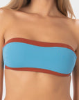 Bianca | Top Bikini Fascia all'Americana - Blu/Ruggine - donna - Raggianti