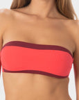 Bianca | Top Bikini Fascia all'Americana - Corallo/Borgogna - donna - Raggianti