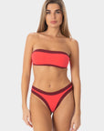 Bianca | Top Bikini Fascia all'Americana - Corallo/Borgogna - donna - Raggianti