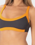 Arianna | Top Bikini Bralette Bordato - Grigio/Arancio - donna - Raggianti