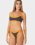 Arianna | Top Bikini Bralette Bordato - Grigio/Arancio - donna - Raggianti