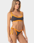 Arianna | Top Bikini Bralette Bordato - Grigio/Arancio - donna - Raggianti