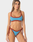 Arianna | Top Bikini Bralette Bordato - Blu/Ruggine - donna - Raggianti