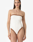 Isa | Intero Fascia Bordato Con Coppe - Yougurt/Tabacco - donna - Raggianti