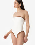 Isa | Intero Fascia Bordato Con Coppe - Yougurt/Tabacco - donna - Raggianti