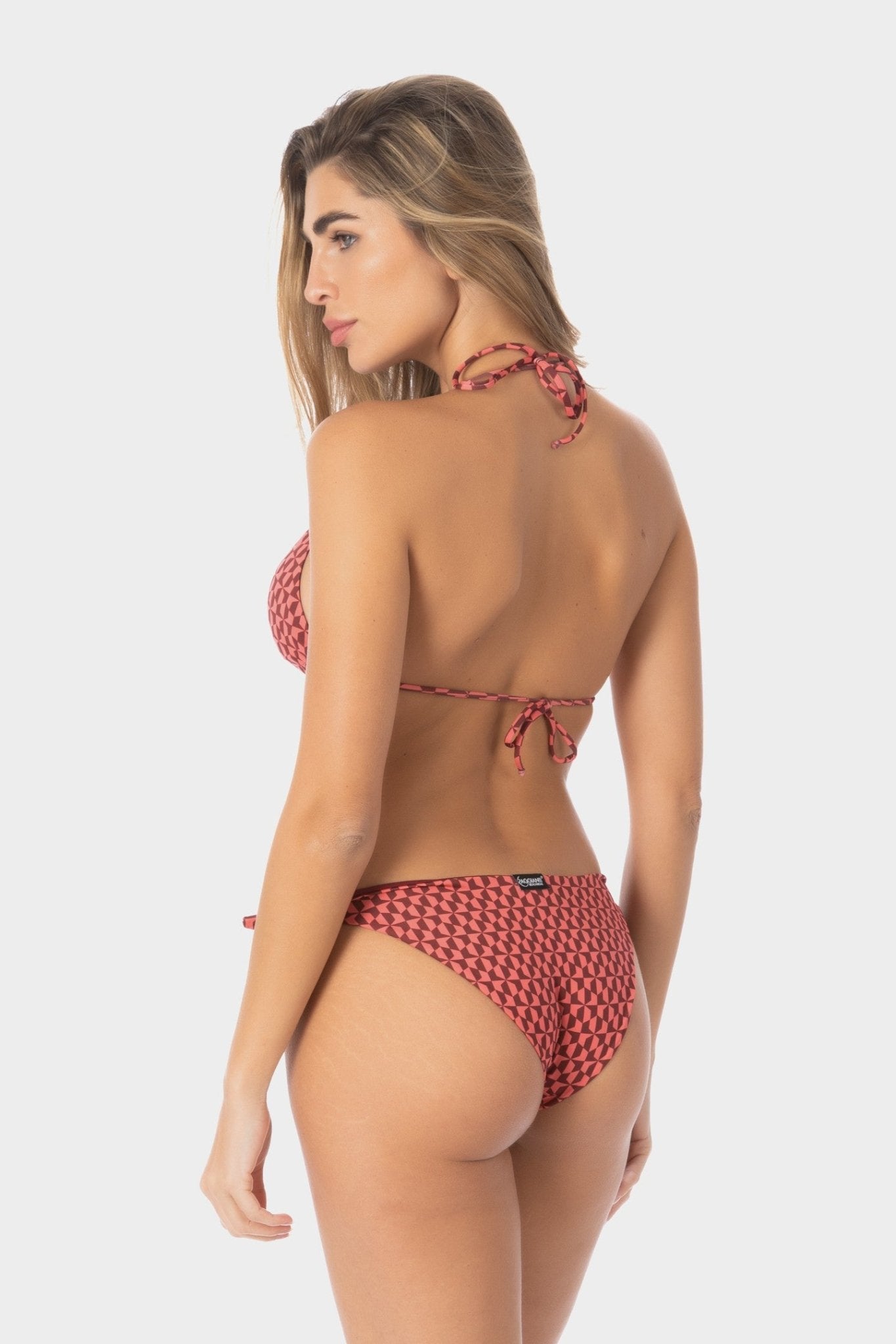 Alice | Slip Bikini con Laccetti - Borgogna/Corallo - donna - Raggianti