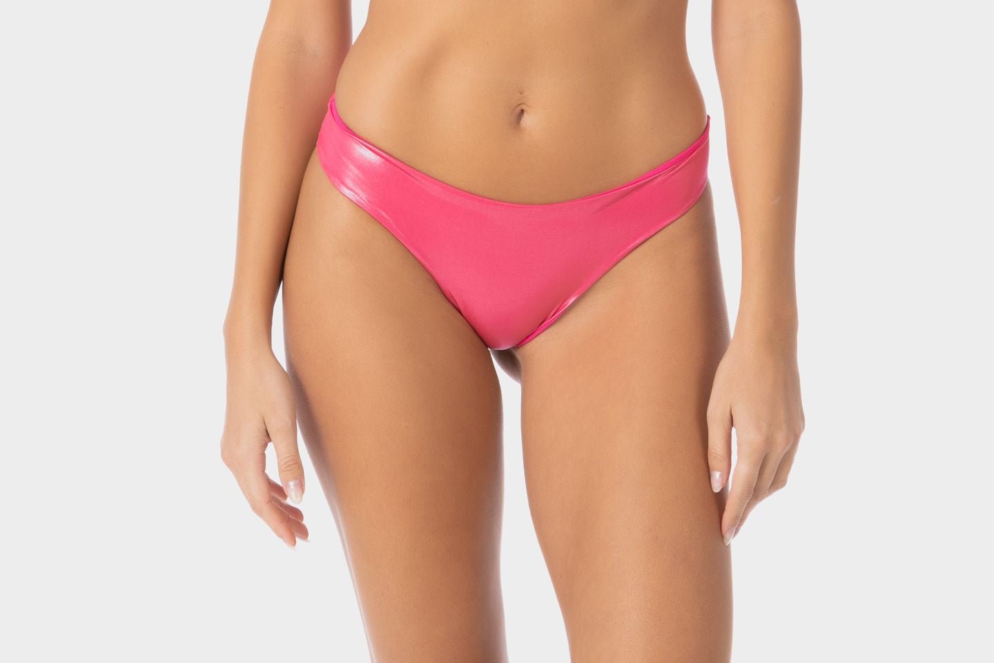 Anna | Slip Bikini Satinato a Vita Bassa Bordato - Fucsia - donna - Raggianti