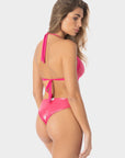 Anna | Slip Bikini Satinato a Vita Bassa Bordato - Fucsia - donna - Raggianti