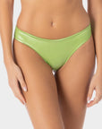 Anna | Slip Bikini Satinato a Vita Bassa Bordato - Verde - donna - Raggianti