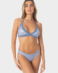 Elisa | Top Triangolo Satinato Regolabile - Blu Avio - donna - Raggianti