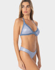Elisa | Top Triangolo Satinato Regolabile - Blu Avio - donna - Raggianti