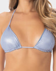 Chiara | Top Triangolo Satinato Regolabile - Blu Avio - donna - Raggianti