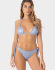 Flora | Slip Bikini Satinato con Laccetti - Blu Avio - donna - Raggianti