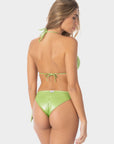 Flora | Slip Bikini Satinato con Laccetti - Verde - donna - Raggianti