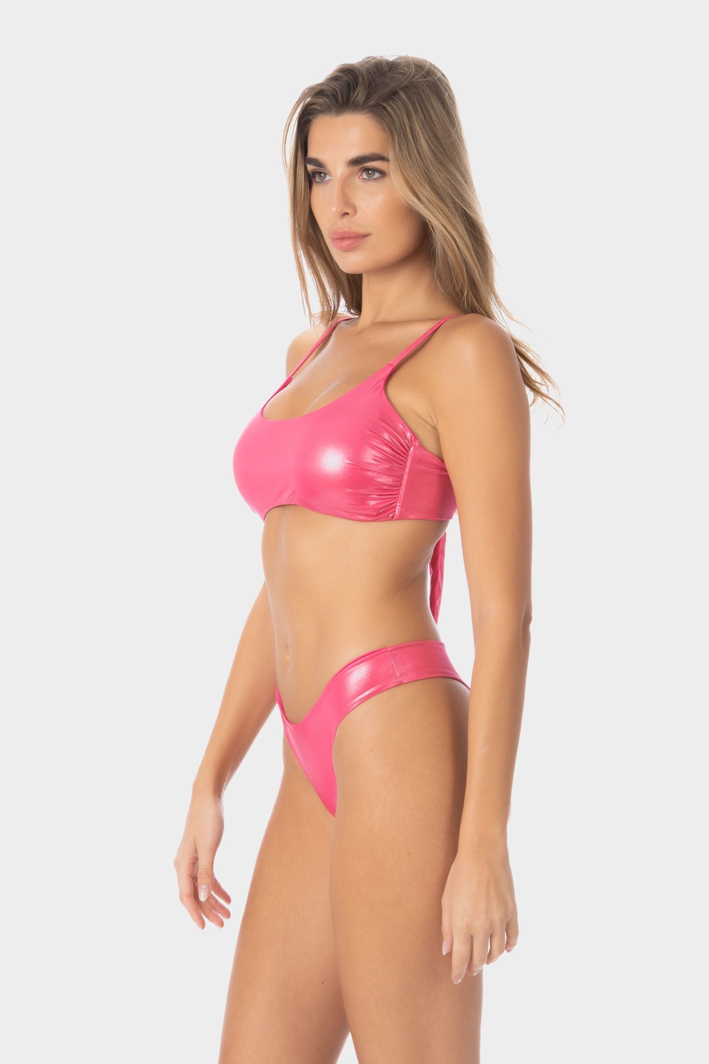 Marta | Slip Bikini Brasiliana Satinato - Fucsia - donna - Raggianti