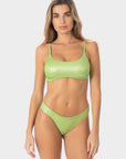 Marta | Slip Bikini Brasiliana Satinato - Verde - donna - Raggianti
