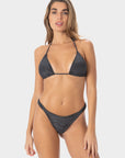 Livia | Slip Bikini Brasiliana con Laccetti in Lurex - Nero - donna - Raggianti
