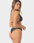 Livia | Slip Bikini Brasiliana con Laccetti in Lurex - Nero - donna - Raggianti