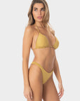Livia | Slip Bikini Brasiliana con Laccetti in Lurex - Oro - donna - Raggianti