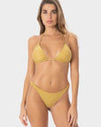 Livia | Slip Bikini Brasiliana con Laccetti in Lurex - Oro - donna - Raggianti
