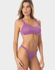 Vittoria | Slip Bikini con Laccetti in Lurex - Glicine - donna - Raggianti
