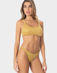 Vittoria | Slip Bikini con Laccetti in Lurex - Oro - donna - Raggianti