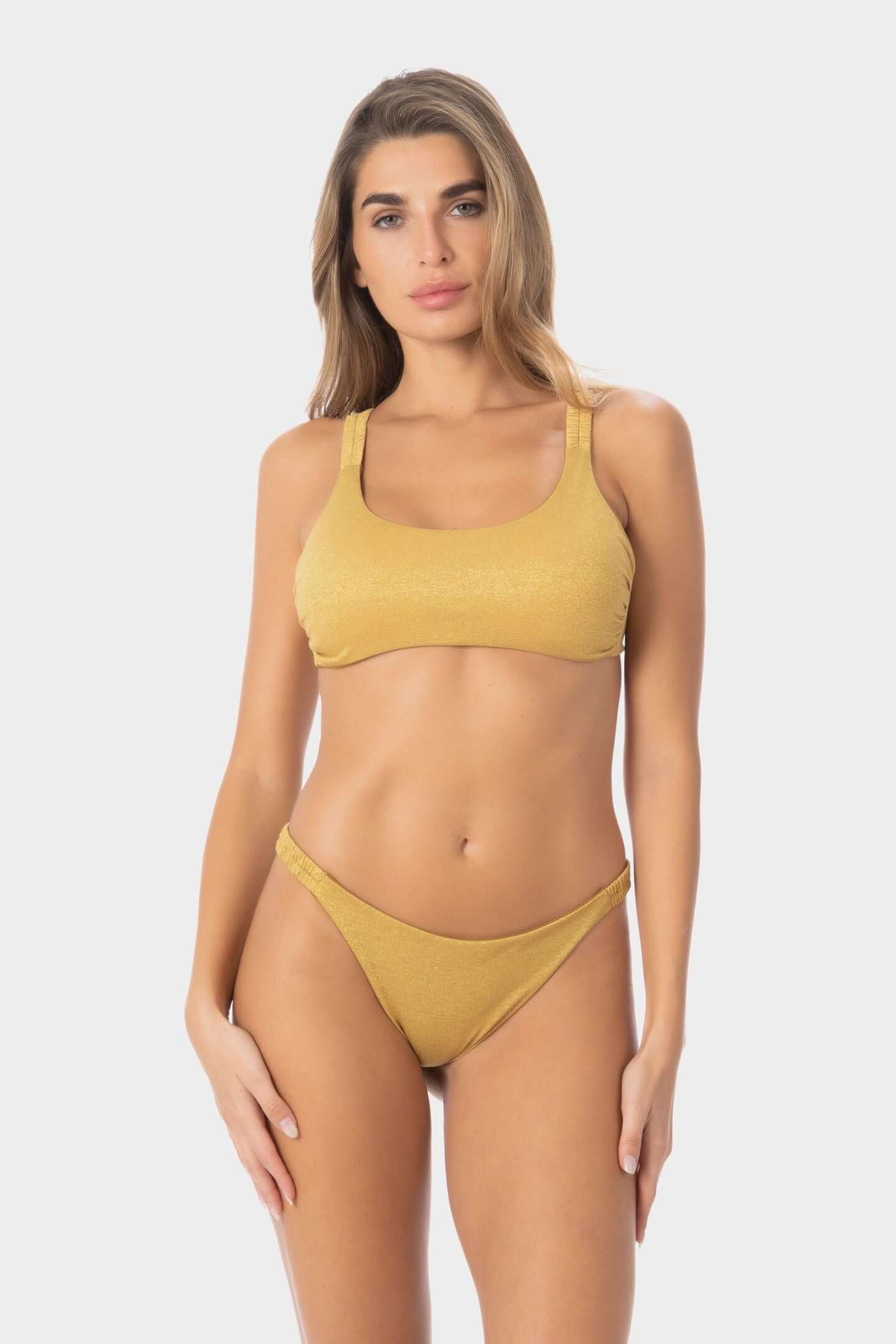 Vittoria | Slip Bikini con Laccetti in Lurex - Oro - donna - Raggianti