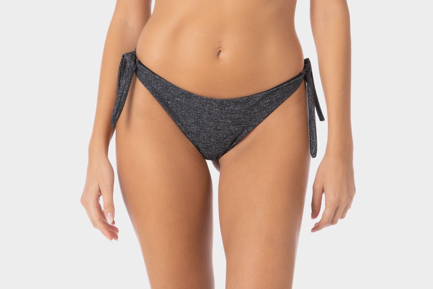 Antonella | Slip Bikini Lurex con Laccetti - Nero - donna - Raggianti
