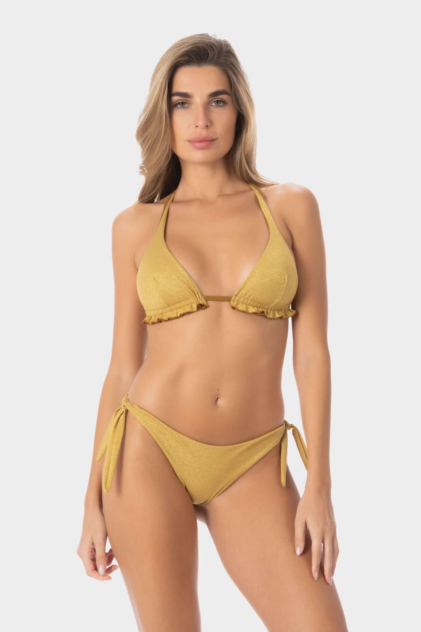 Antonella | Slip Bikini Lurex con Laccetti - Oro - donna - Raggianti