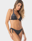 Barbara | Top Bikini Triangolo Lurex con Volant - Nero - donna - Raggianti