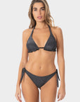 Barbara | Top Bikini Triangolo Lurex con Volant - Nero - donna - Raggianti